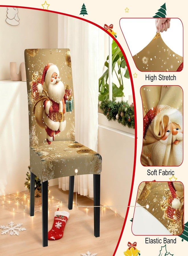 ANNA QUEEN Christmas Chair Covers Set of 4 Christmas Dining Protector Stretch Slipcovers Removable Washable for Dining Farmhouse Hotel Party Wedding (Style17) - Image 3